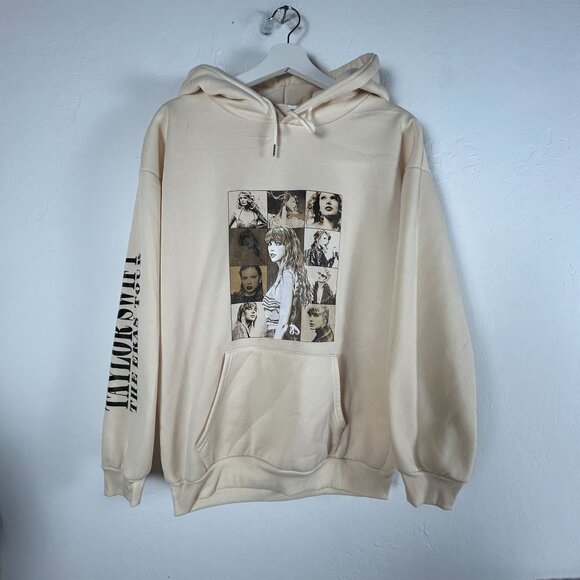 Taylor Swift The Eras Tour Womens Beige Drawstrings Neck Pullover Hoodie Medium - Picture 1 of 7